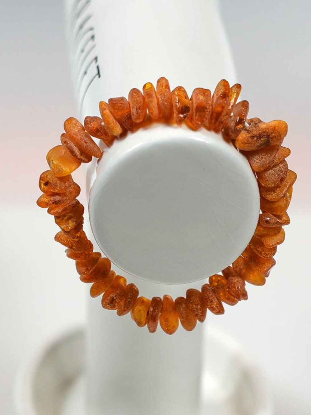 Unpolished Baltic Amber Nugget Bracelet — Natural Raw Stones on Stretch Cord